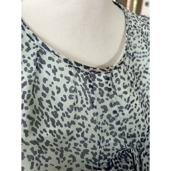 Bensoni Agua Blue & White Silk Leopard Print Shift Dress - Picture 6 of 7